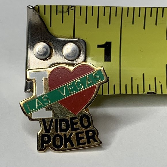 I Love Las Vegas Video Poker Enamel Lapel Pin - Picture 5 of 5
